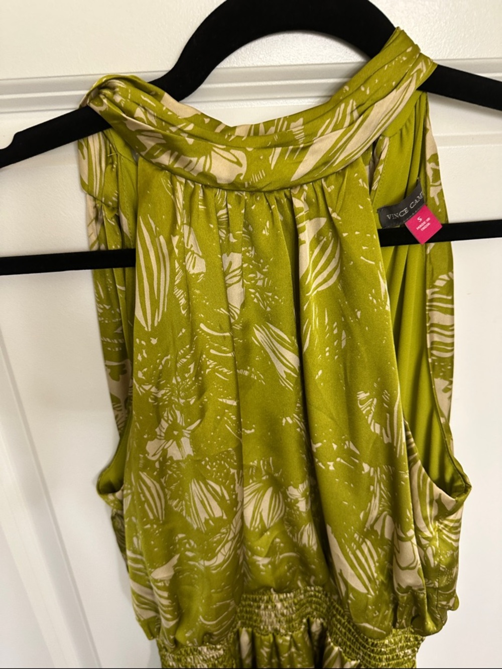 Vince Camuto Olive Green Halter Floral-Print Jumpsuit - Picture 2 of 7